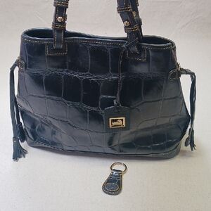 Vintage Dooney & Bourke  Crocodile-Embossed Handbag/Shoulder Black Leather